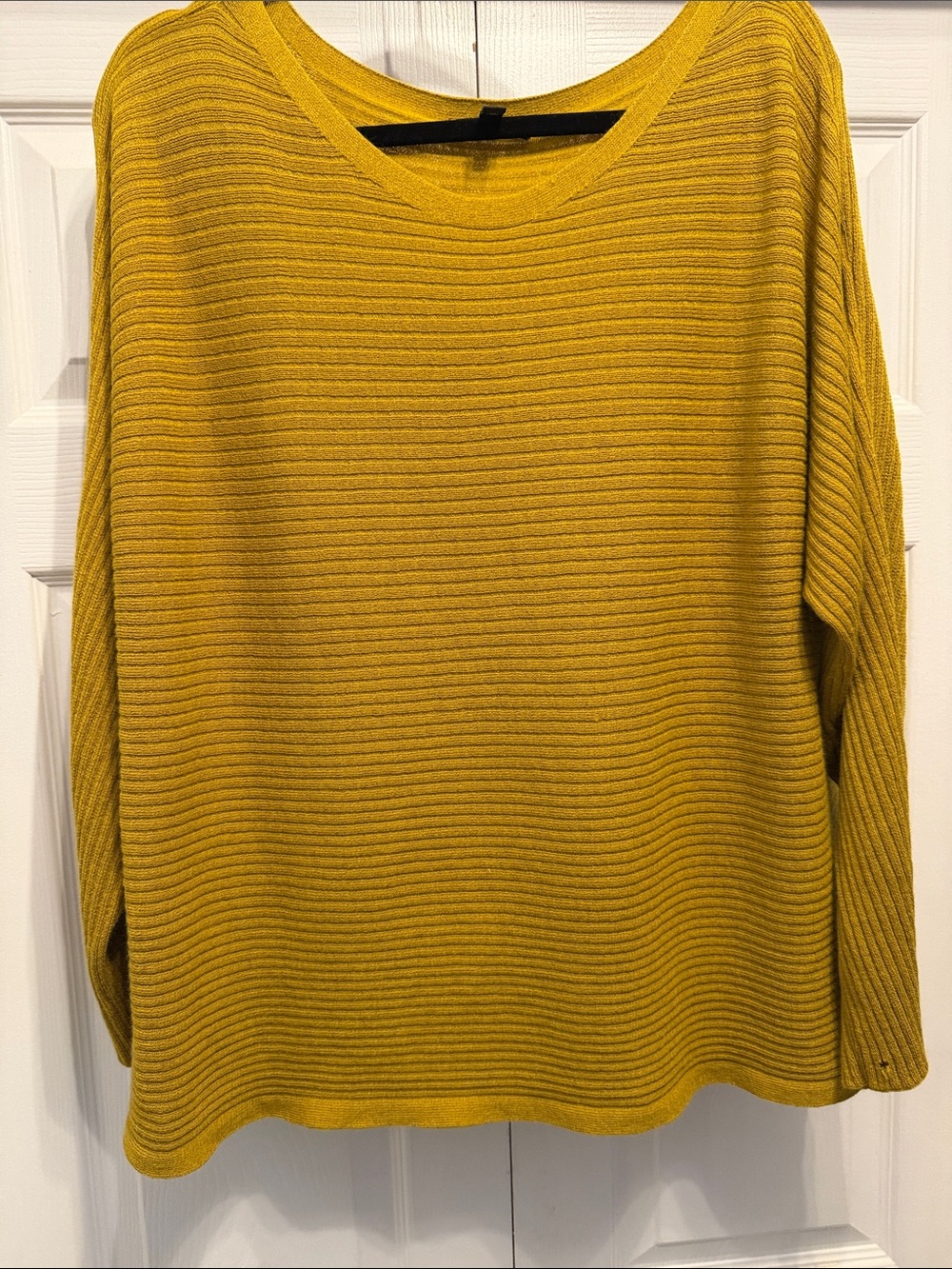 Eileen Fisher Golden Yellow Ribbed Scoop Neck Sweater